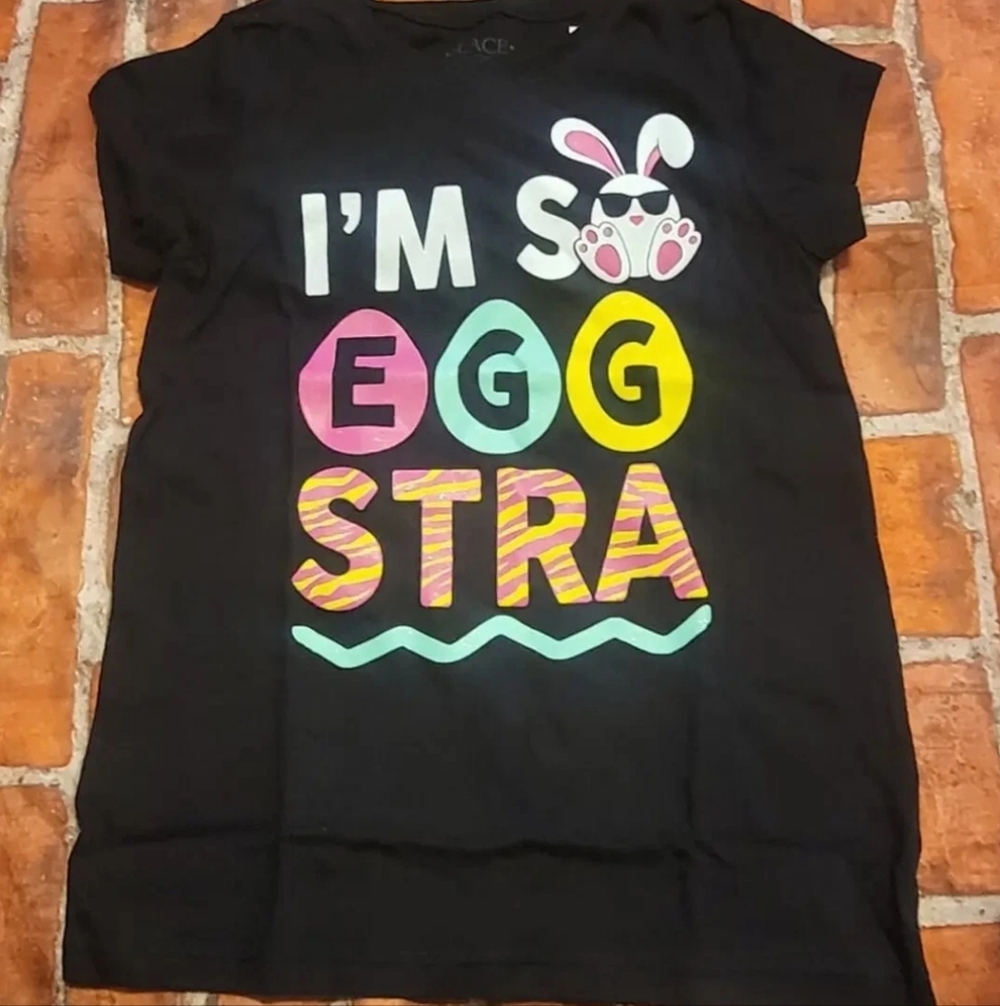 The Children's Place Girls Easter Shirt Im So Egg-stra 7 8 7/8 Nwt